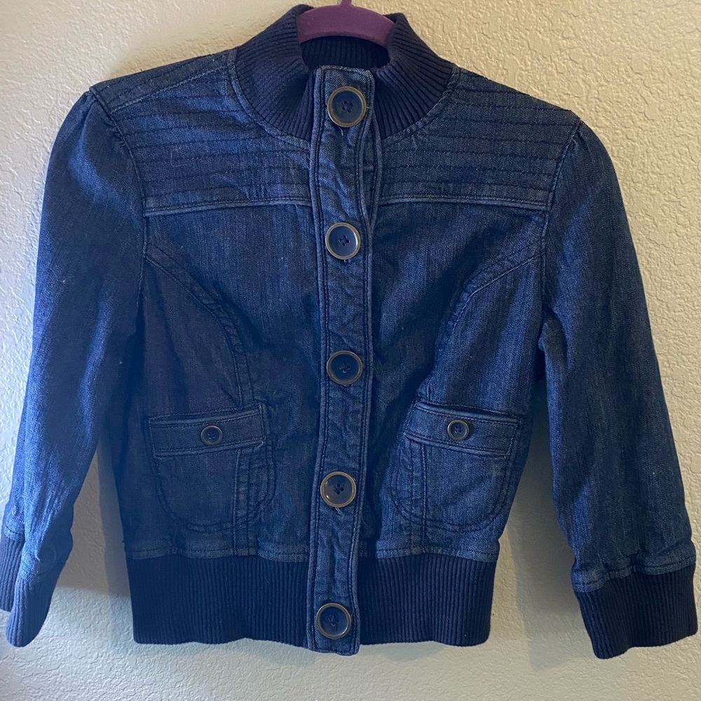 Guess Dark Blue Jean Jacket with Button Accents